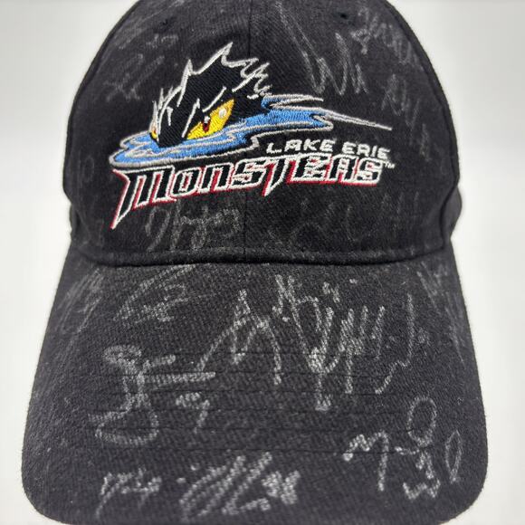 Lake Erie Monsters Hockey Autographed Hat OSFM Strapback Sportswear Black Cap - Picture 6 of 11